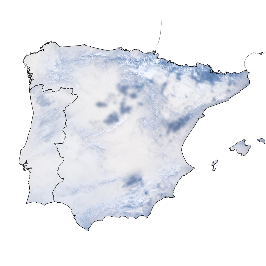 Mapa de España con ubicaciones de clientes en Madrid, Barcelona, Valencia, Sevilla, Málaga, Murcia, Bilbao y Zaragoza